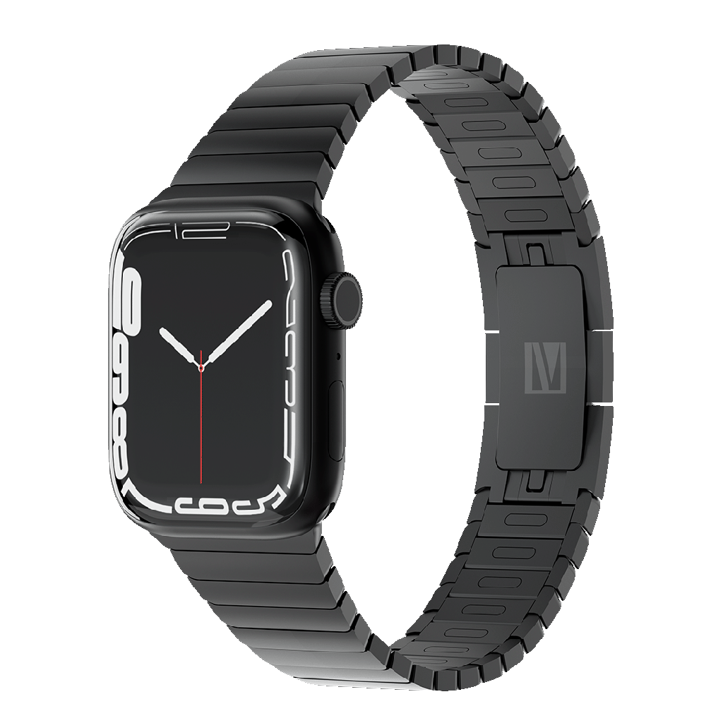 Levelo Westin Metal Watch Strap (Black) (Apple Watch Band 49/45/44 