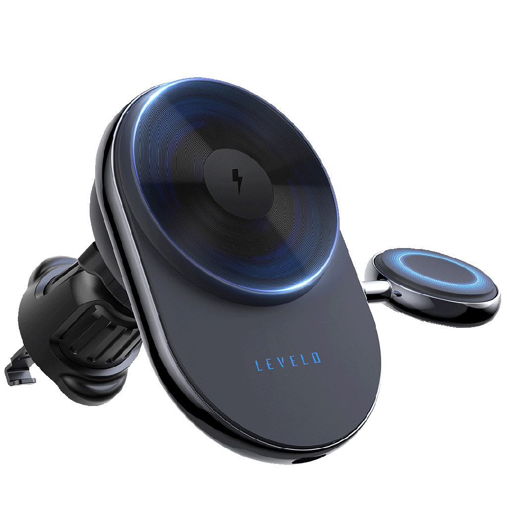 Levelo Siena 2 In 1 Wireless Car Charger (Black) (Universal)