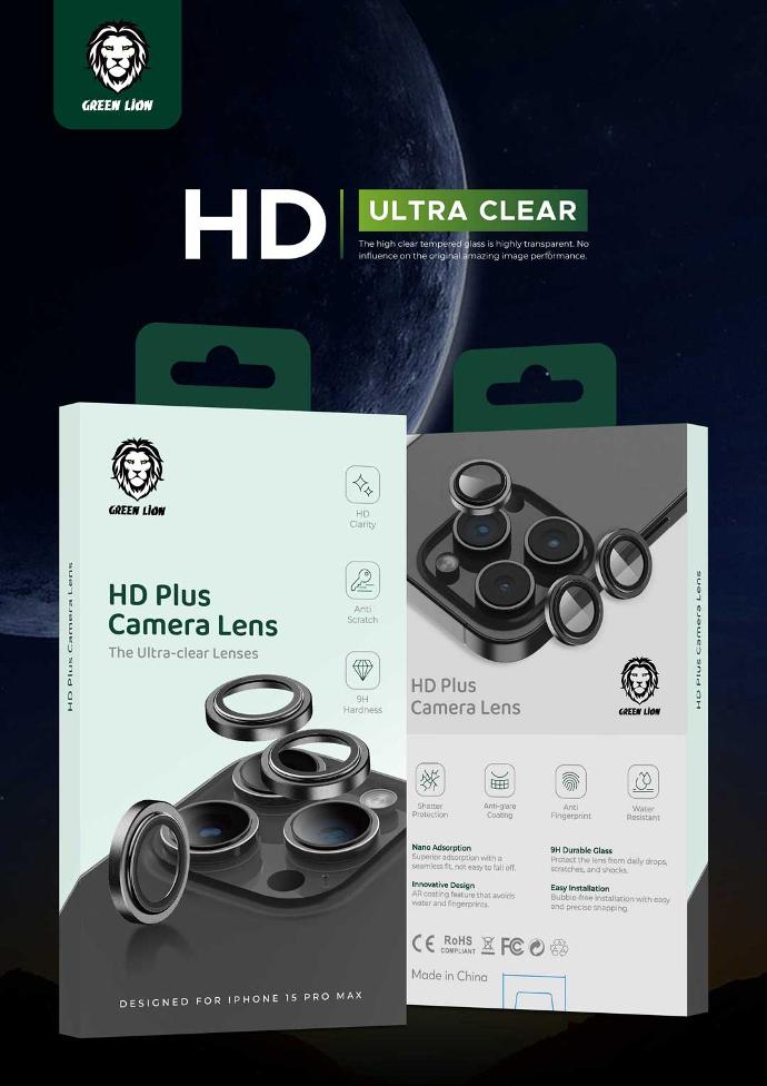 Green Lion HD Plus Camera Lens (Black) (iPhone 15 Pro/ 15 Pro Max)